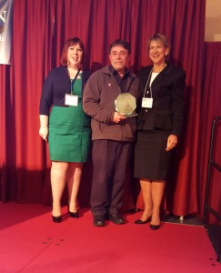 2016 Aulik Award Recipient, Patrick Isenberger (center), pictured with WATCP President Emily Nolan-Plutchak (L) and Judge Lisa Stark (R).