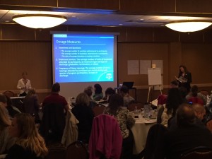 Judge Foster and Connie Kostelac presenting in Wisconsin Rapids at the Hotel Mead on Standard 11 Evaluation of Treatment Courts