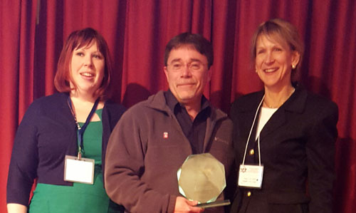 WATCP President Emily Nolan-Plutchak with 2016 Aulik Award recipient, Patrick Isenberger, and Court of Appeals Judge Lisa Stark (former Eau Claire County Circuit Court Judge)